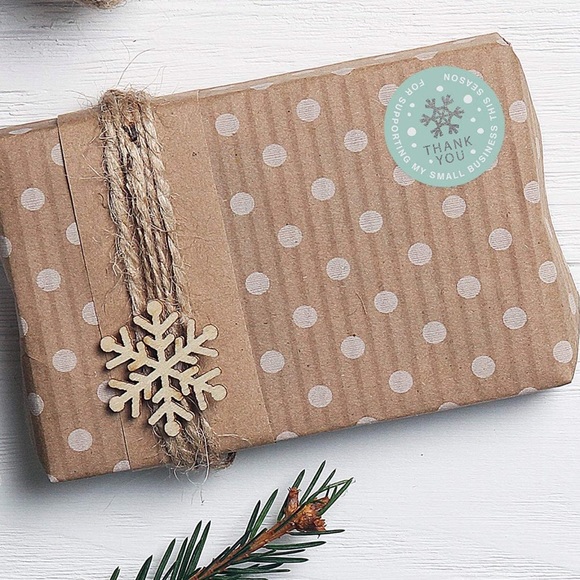 ❄️50 stickers- Mint Snowflake Holiday  Stickers - 1.5  inch - Picture 4 of 6